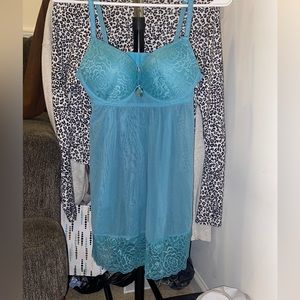 blue lacey dress size small could fit medium in chested area